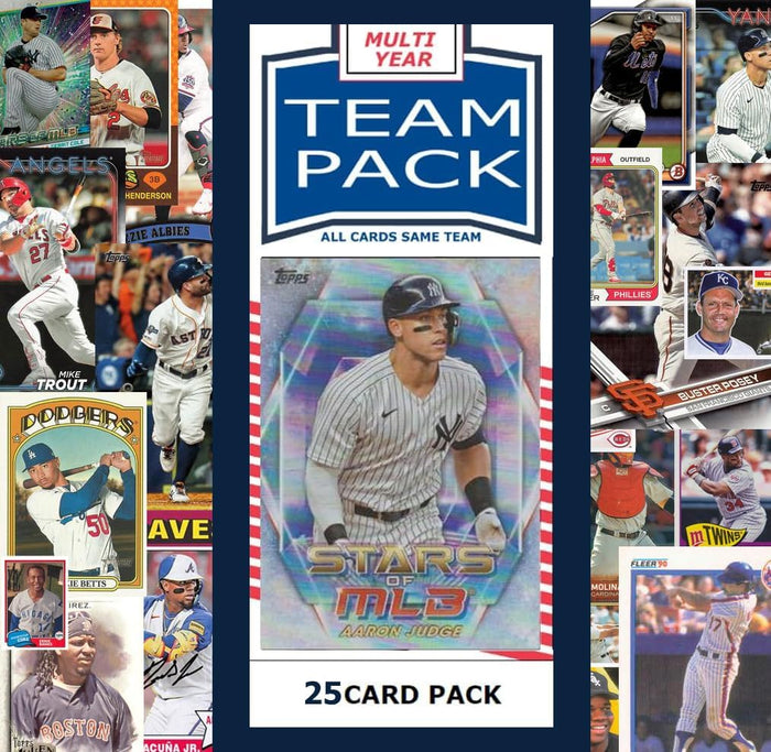 25 Card Multiyear Team Pack Yankees Aaron Judge 2024-2022 Topps Stadium Club Archives Chrome Heritage Baseball Collectible Card Pack
