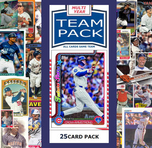 25 Card Multiyear Team Pack Chicago Cubs Pete Crow-Armstrong 2024 2023 2025 Topps Stadium Club Archives Chrome Heritage Bowman